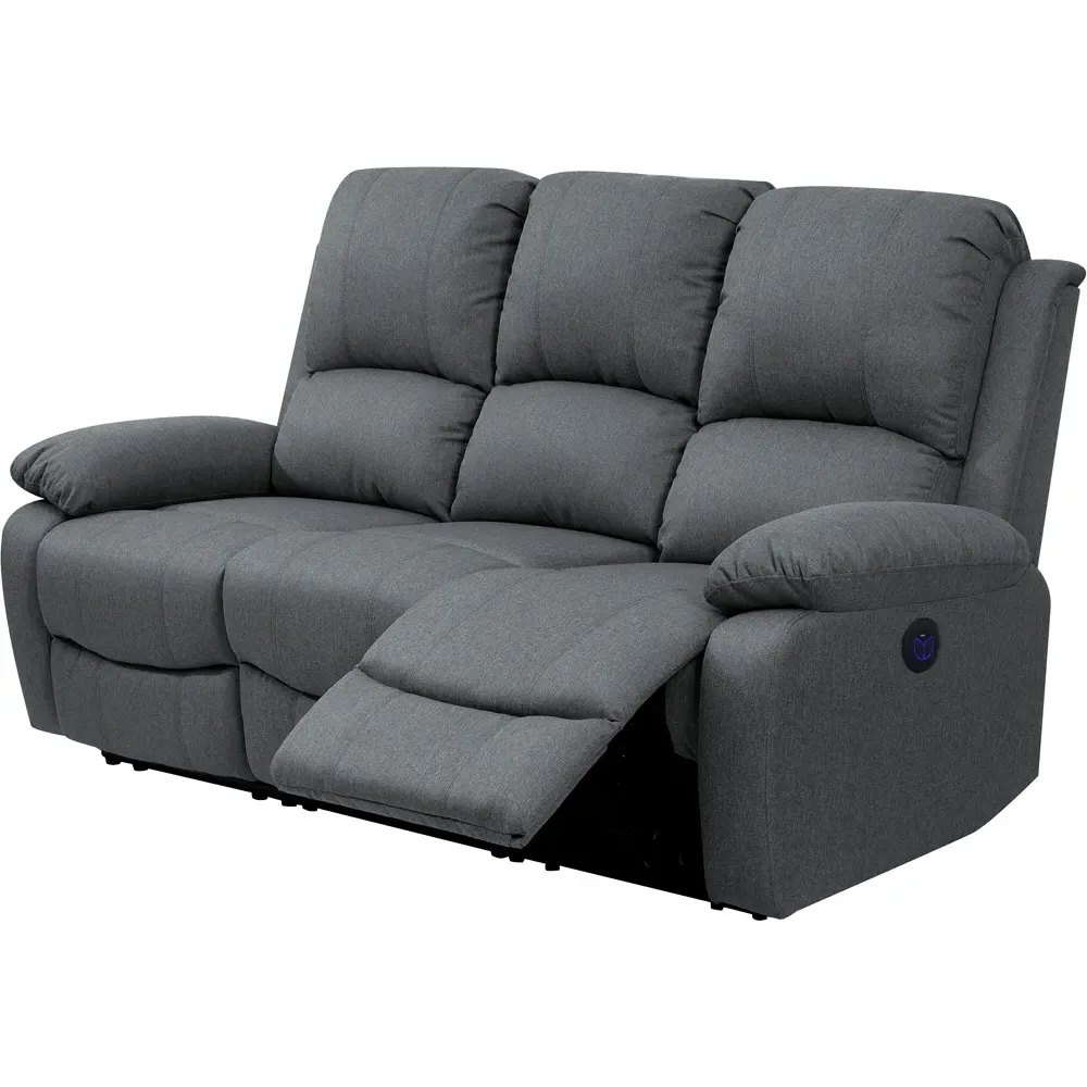 3-Seater Electric Recliner Sofa - Dark Grey, Linen