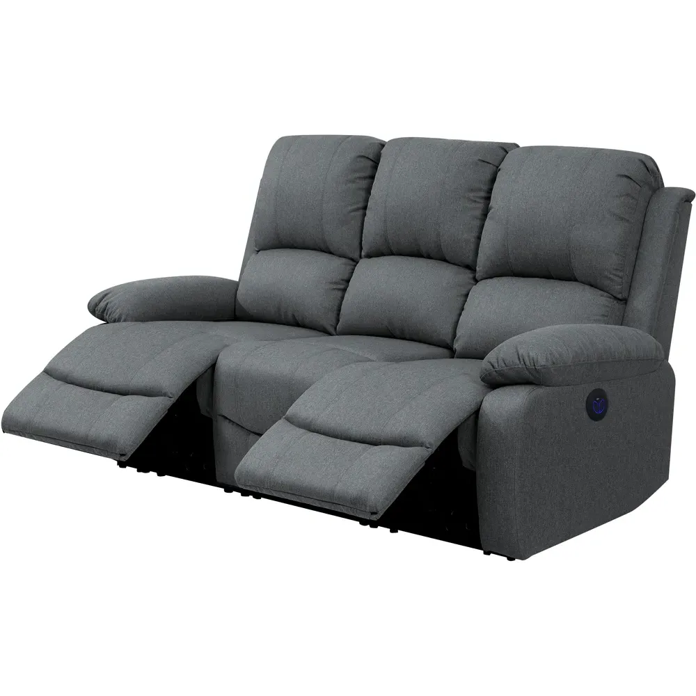 3-Seater Electric Recliner Sofa - Dark Grey, Linen