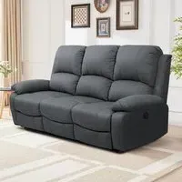 3-Seater Electric Recliner Sofa - Dark Grey, Linen