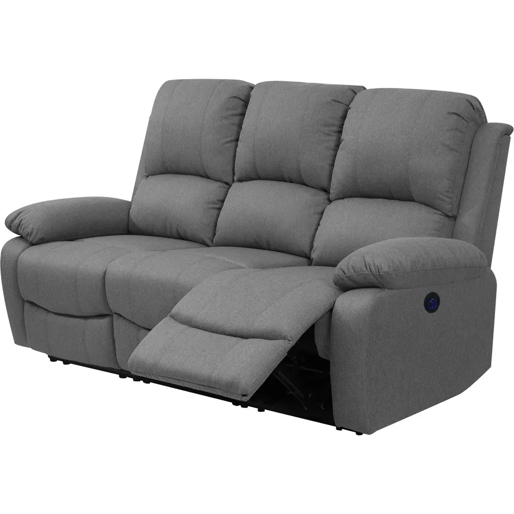 3-Seater Electric Recliner Sofa - Light Grey, Linen