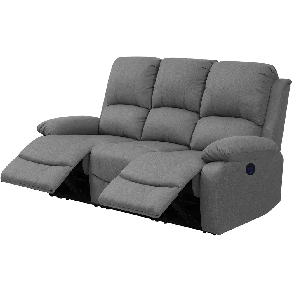 3-Seater Electric Recliner Sofa - Light Grey, Linen