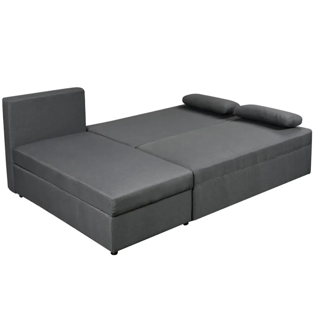 3-Seater L-Shaped Corner Sofa Bed with Storage - Grey, Linen