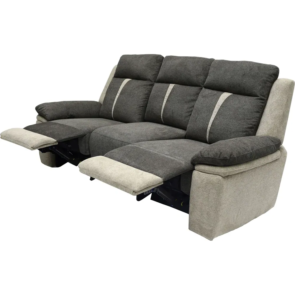 3-Seater Manual Recliner Sofa - Grey