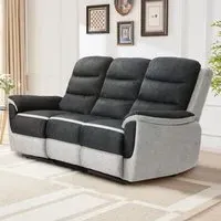 3-Seater Recliner Sofa with Manual Recline - Grey, Fabric