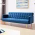 3-Seater Sofa Bed with Tufted Design - Blue, Velvet