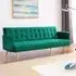 3-Seater Sofa Bed with Tufted Design - Green, Velvet