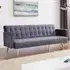 3-Seater Sofa Bed with Tufted Design - Grey, Velvet