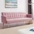 3-Seater Sofa Bed with Tufted Design - Pink, Velvet