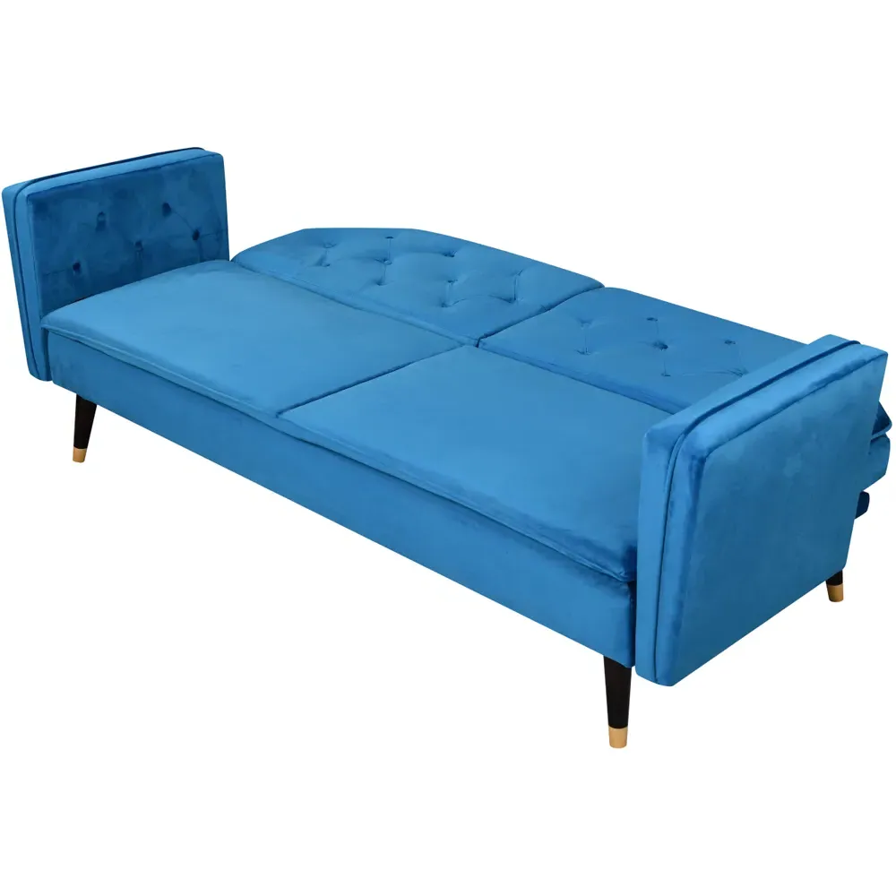 3-Seater Tufted Sofa Bed - Blue, Velvet
