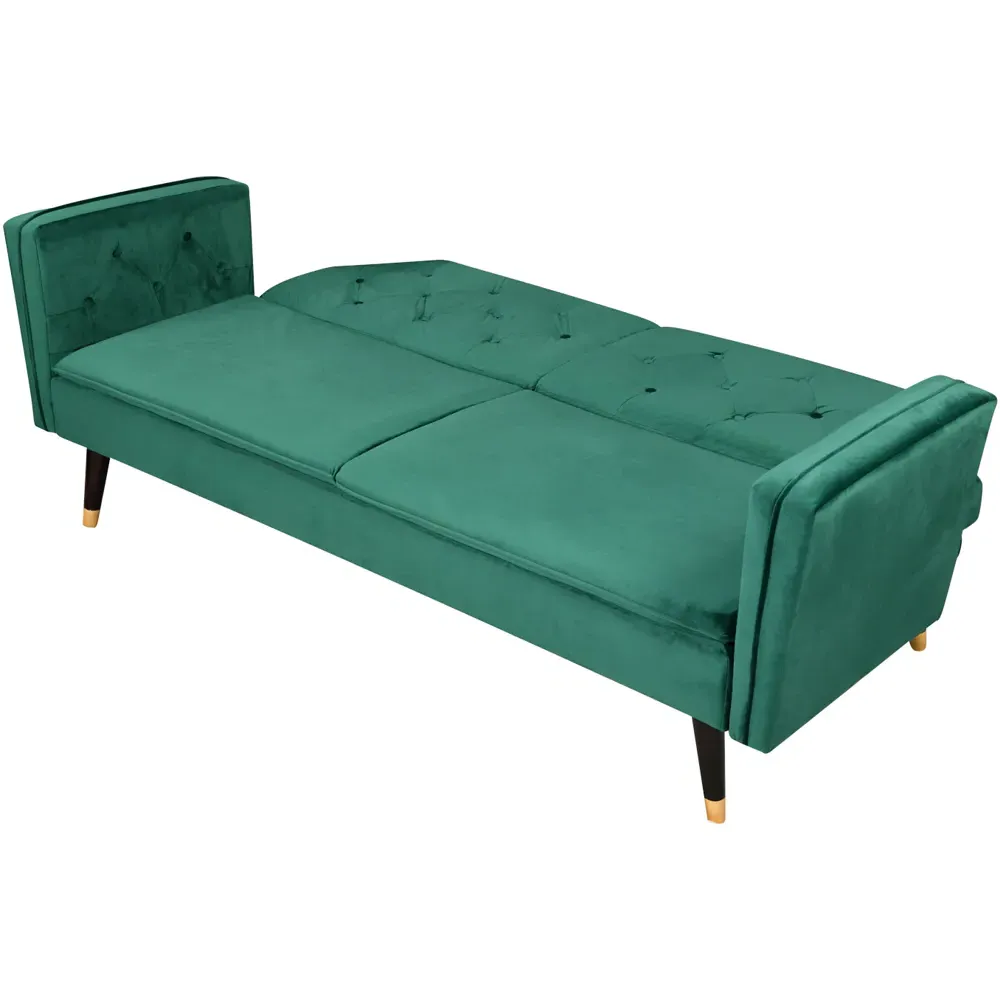 3-Seater Tufted Sofa Bed - Green, Velvet