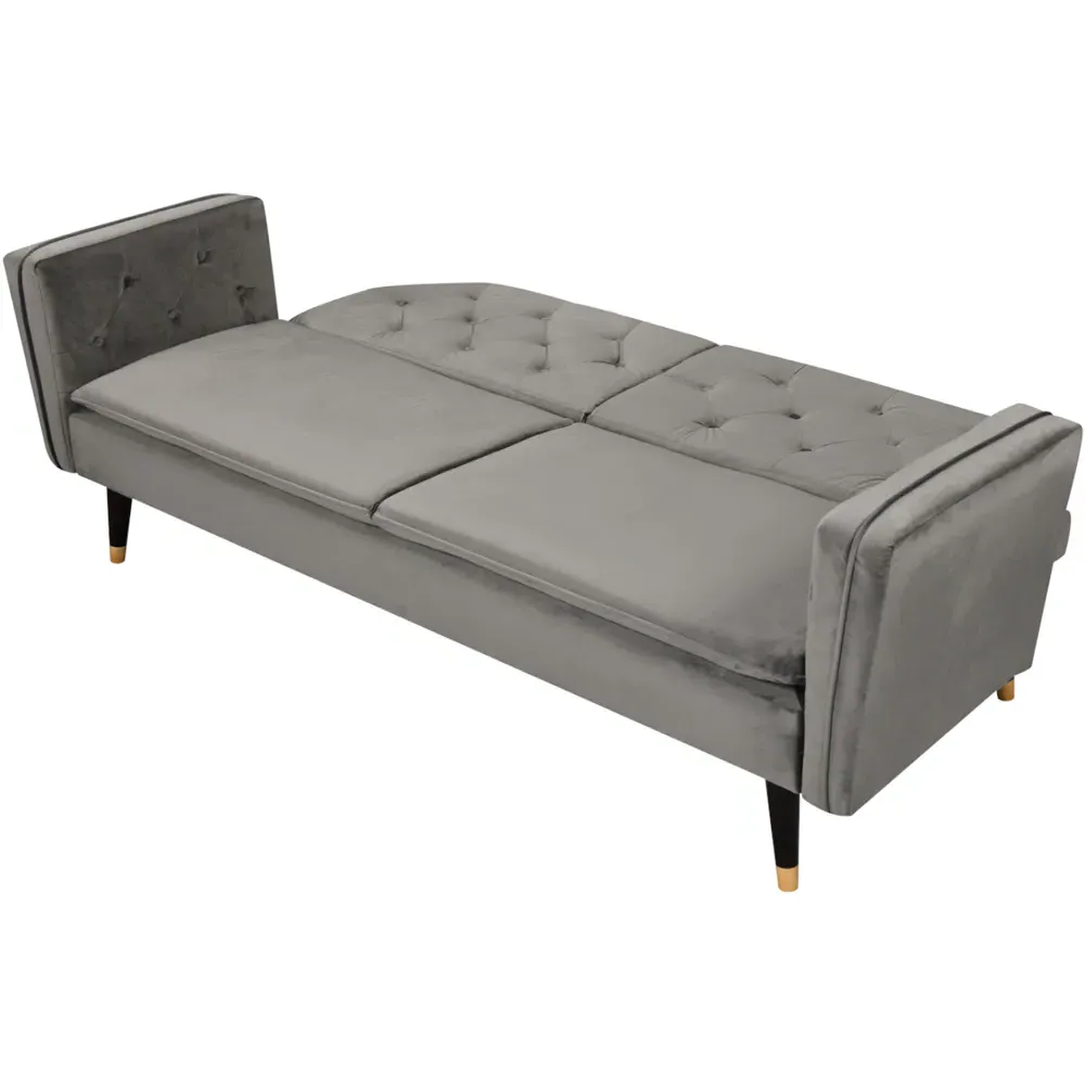 3-Seater Tufted Sofa Bed - Grey, Velvet