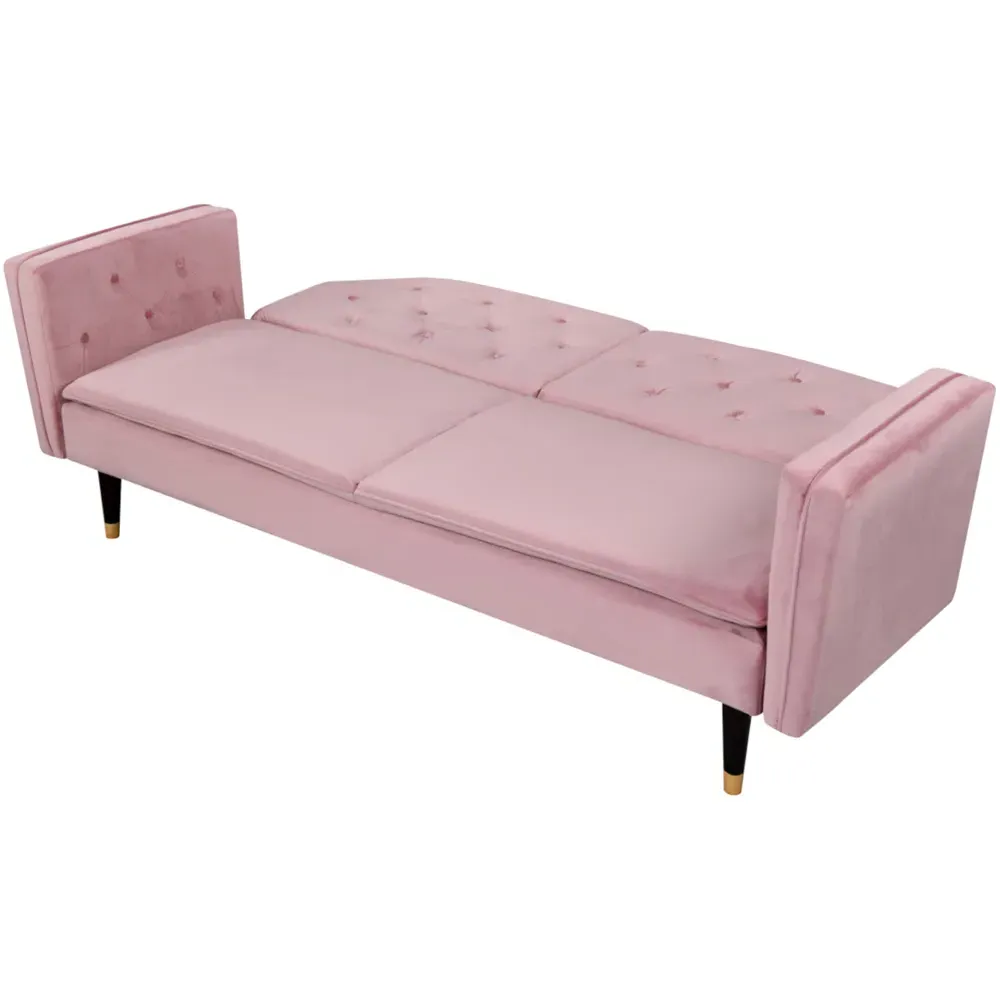 3-Seater Tufted Sofa Bed - Pink, Velvet