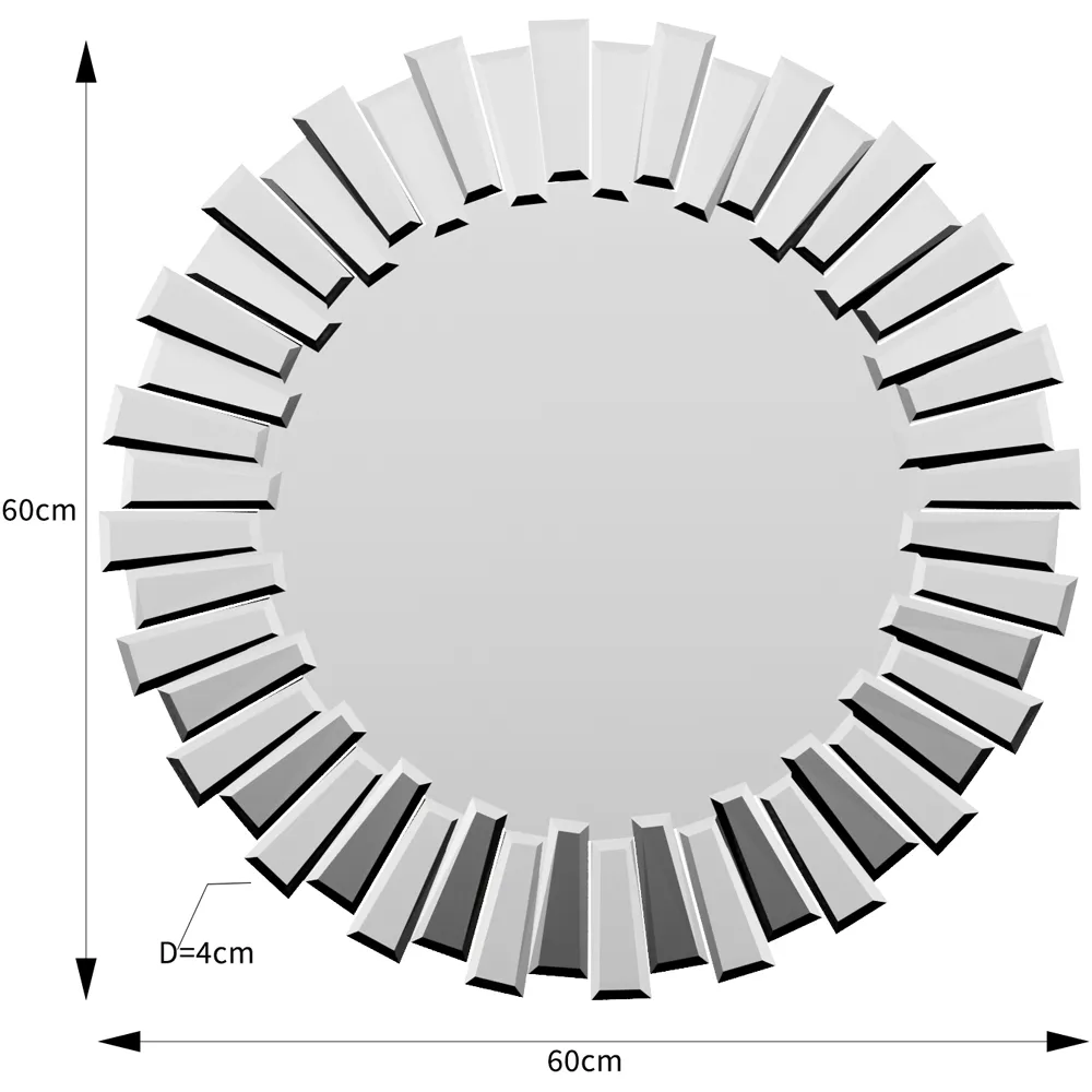 3D Sunburst Round Mirror 60cm