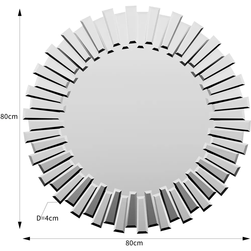 3D Sunburst Round Mirror 80cm