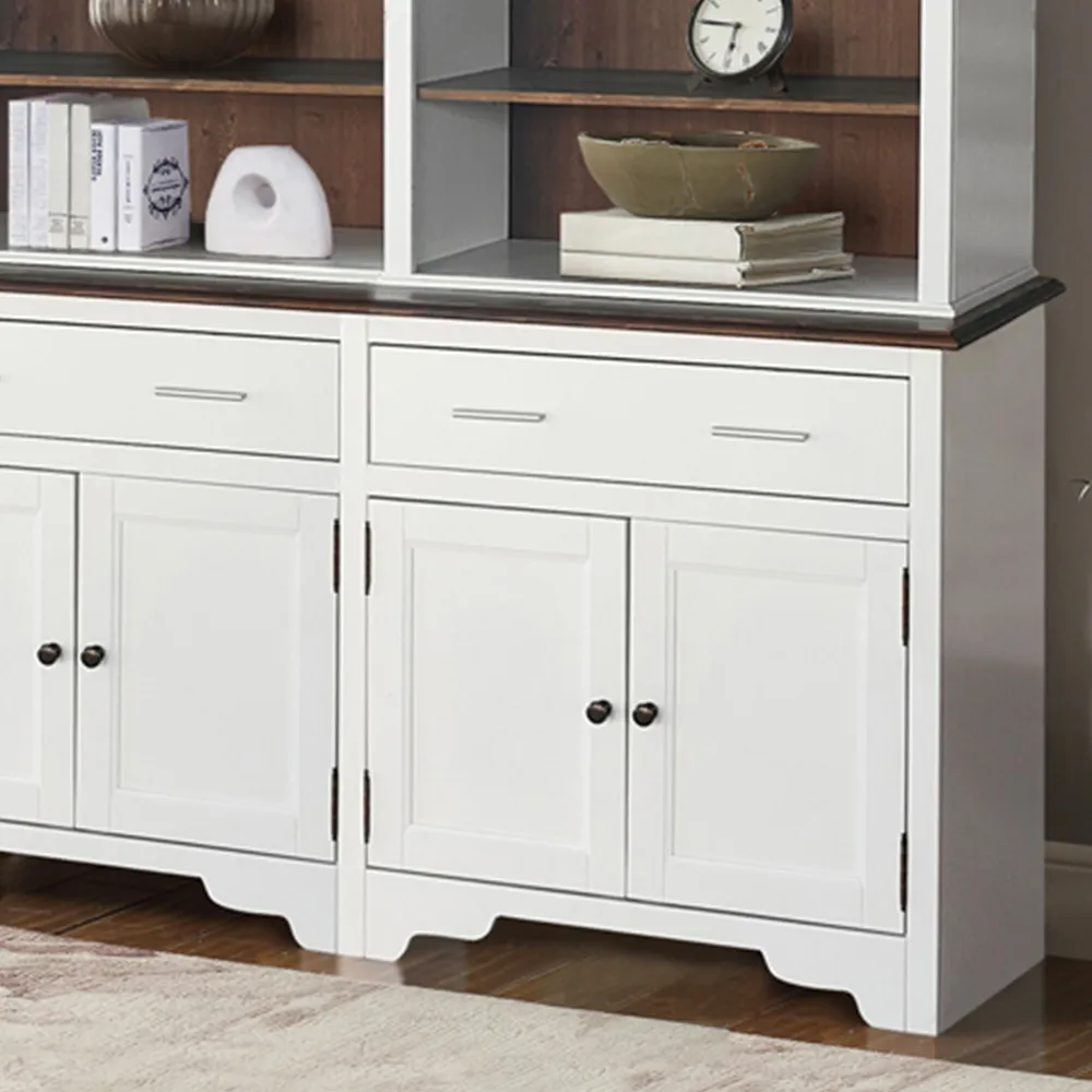 4 Door 2 Drawer Display Dresser with Shelves - White, Wood