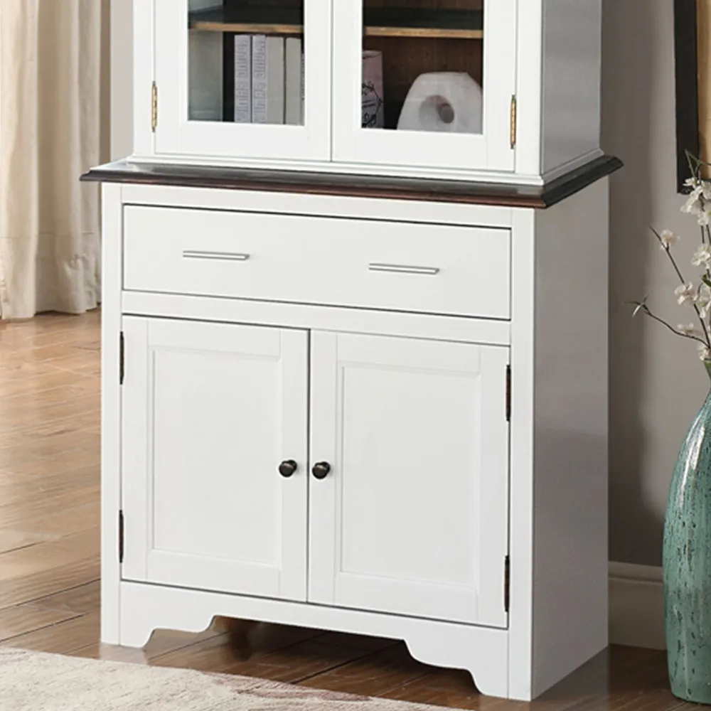 4 Door Single Drawer Display Dresser with Glass Panels - White