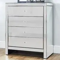 4 Drawer Mirrored Chest of Drawers - Silver