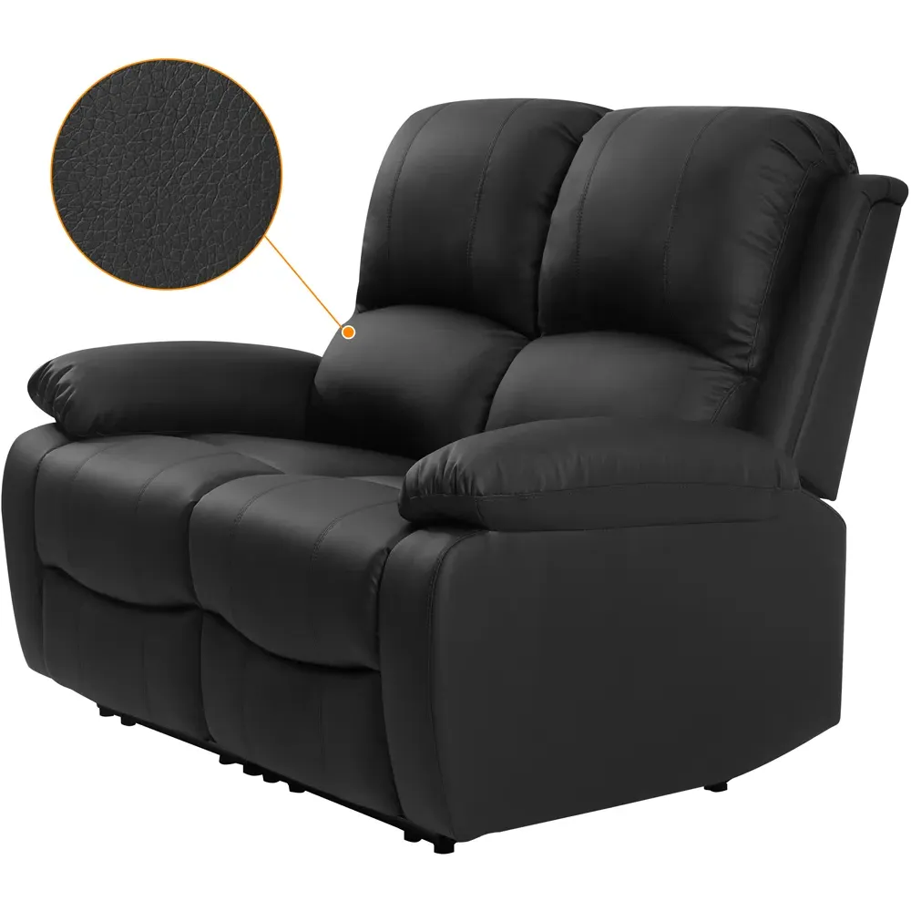 5-Seater Electric Recliner Sofa Set - Black, PU Leather