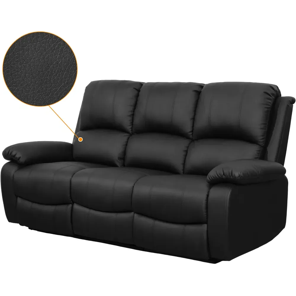 5-Seater Electric Recliner Sofa Set - Black, PU Leather