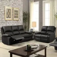 5-Seater Electric Recliner Sofa Set - Black, PU Leather