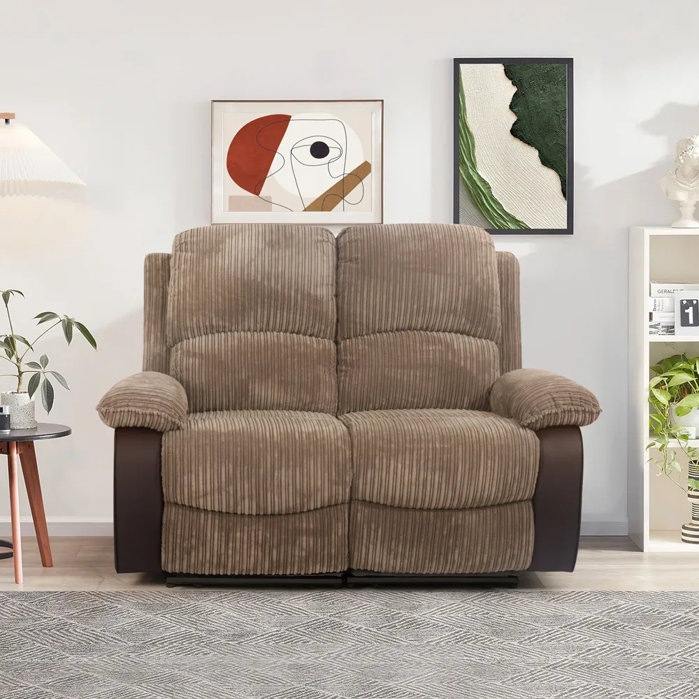 5-Seater Electric Recliner Sofa Set - Brown, Cord Fabric