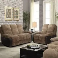 5-Seater Electric Recliner Sofa Set - Brown, Cord Fabric
