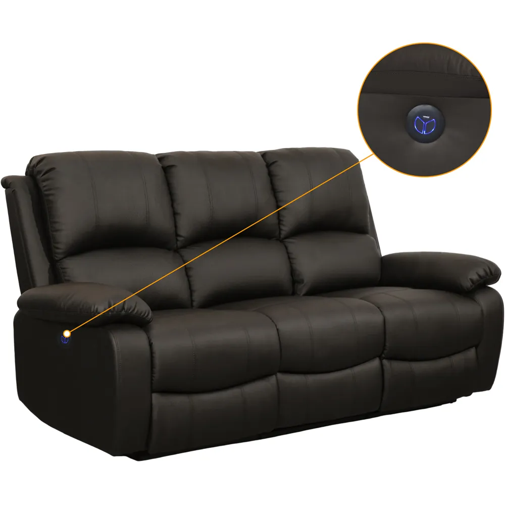 5-Seater Electric Recliner Sofa Set - Brown, PU Leather