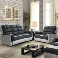 5-Seater Recliner Sofa Set - Two Tone Grey, Fabric