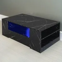 5 Shelf 2 Drawer Coffee Table with LED - Black, High Gloss