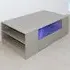 5 Shelf 2 Drawer Coffee Table with LED - Grey, High Gloss