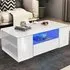 5 Shelf 2 Drawer Coffee Table with LED - White, High Gloss