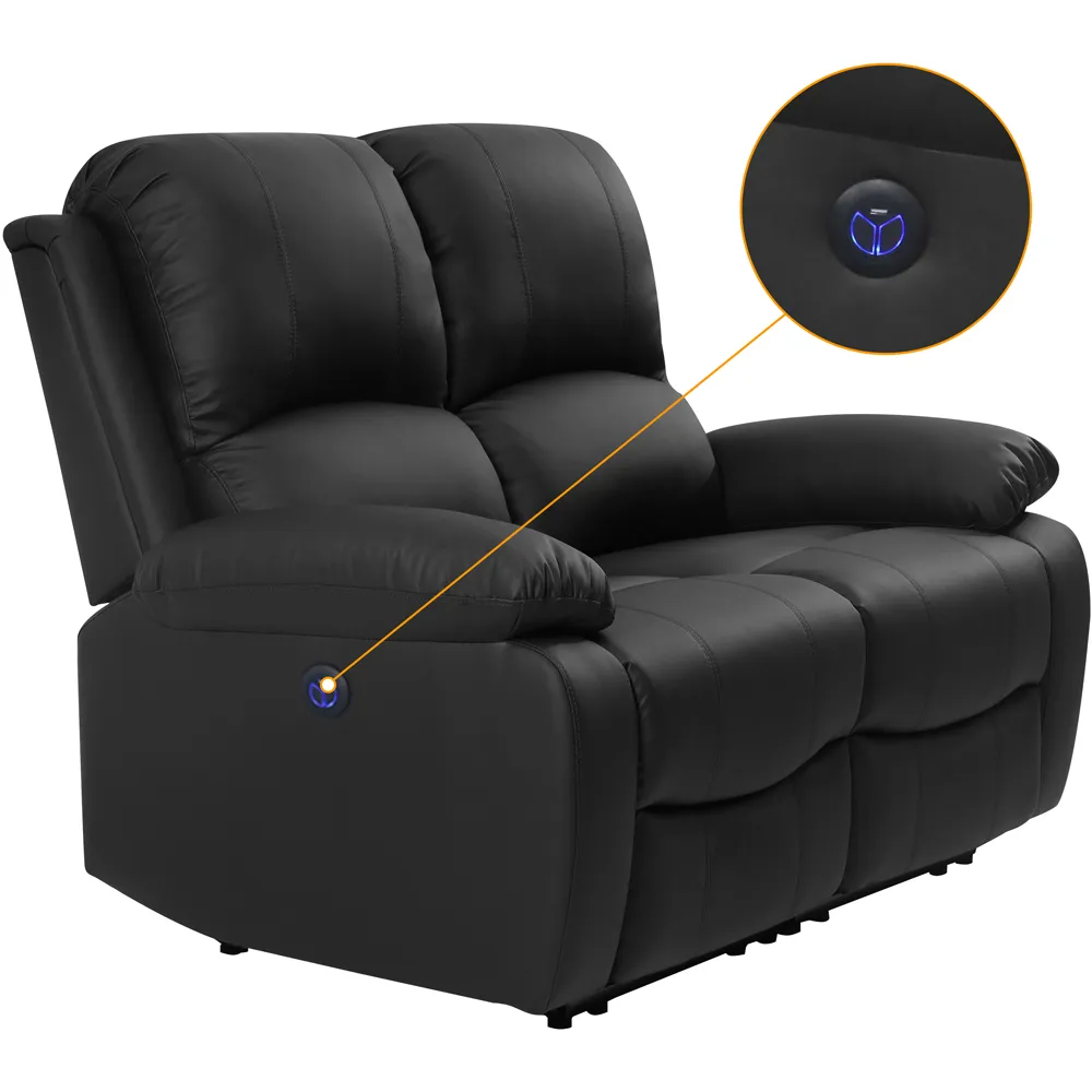 6-Seater Electric Recliner Sofa Set - Black, PU Leather