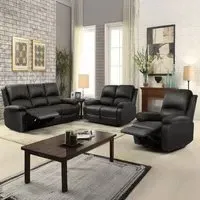6-Seater Electric Recliner Sofa Set - Black, PU Leather