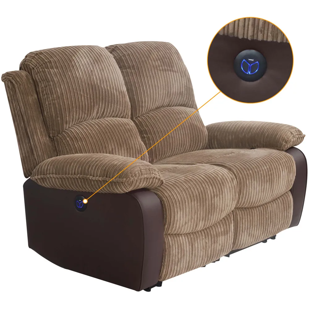 6-Seater Electric Recliner Sofa Set - Brown, Cord Fabric