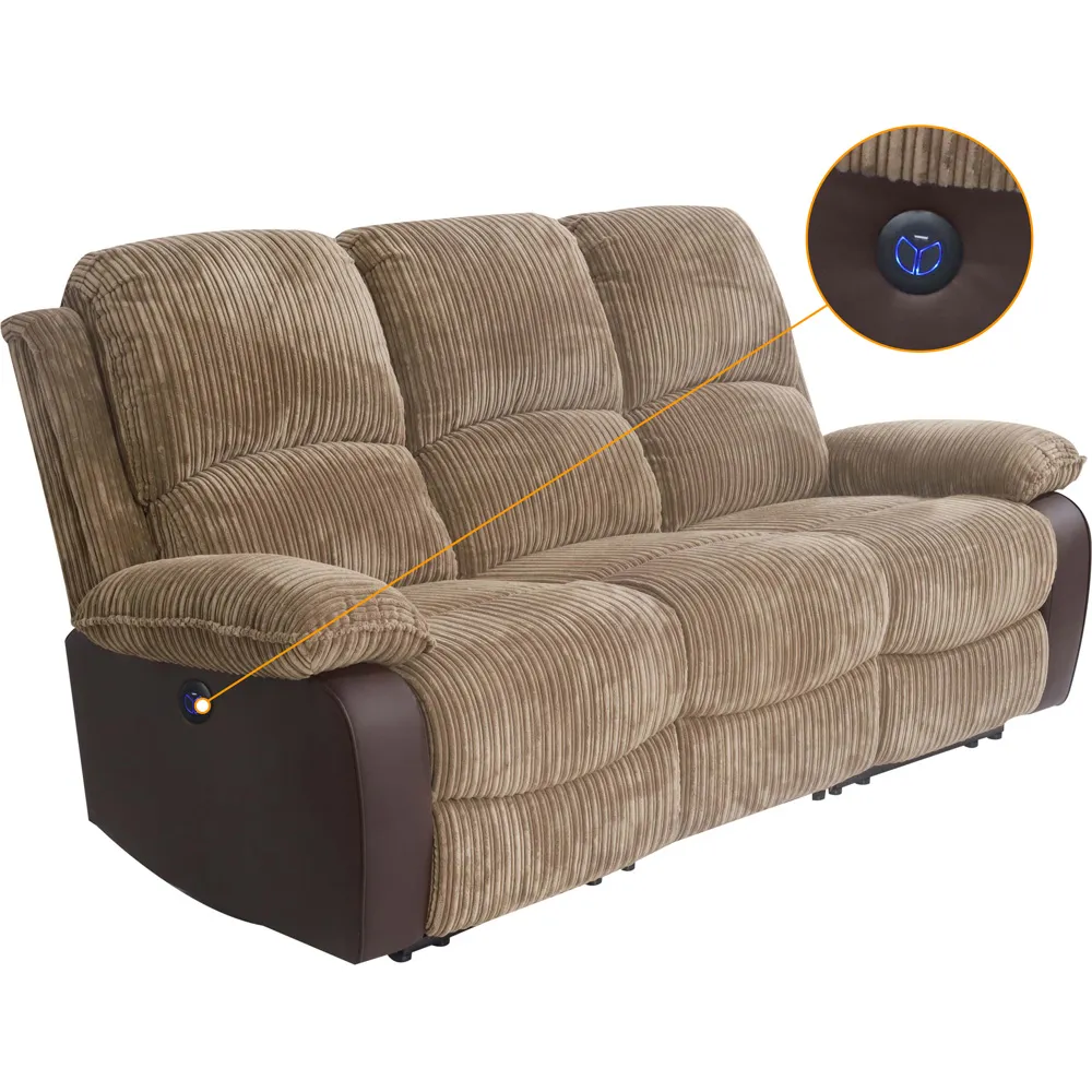 6-Seater Electric Recliner Sofa Set - Brown, Cord Fabric