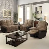 6-Seater Electric Recliner Sofa Set - Brown, Cord Fabric