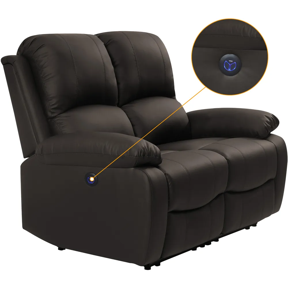 6-Seater Electric Recliner Sofa Set - Brown, PU Leather