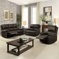 6-Seater Electric Recliner Sofa Set - Brown, PU Leather