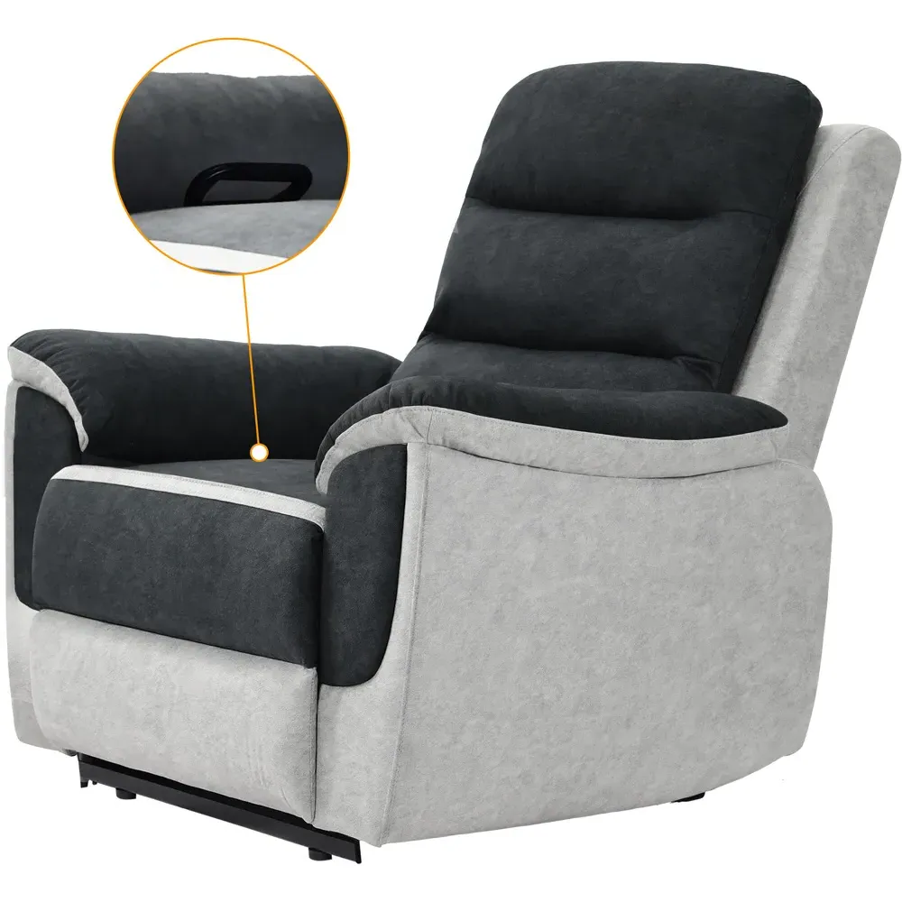 6-Seater Recliner Sofa Set with Manual Recline - Grey, Fabric