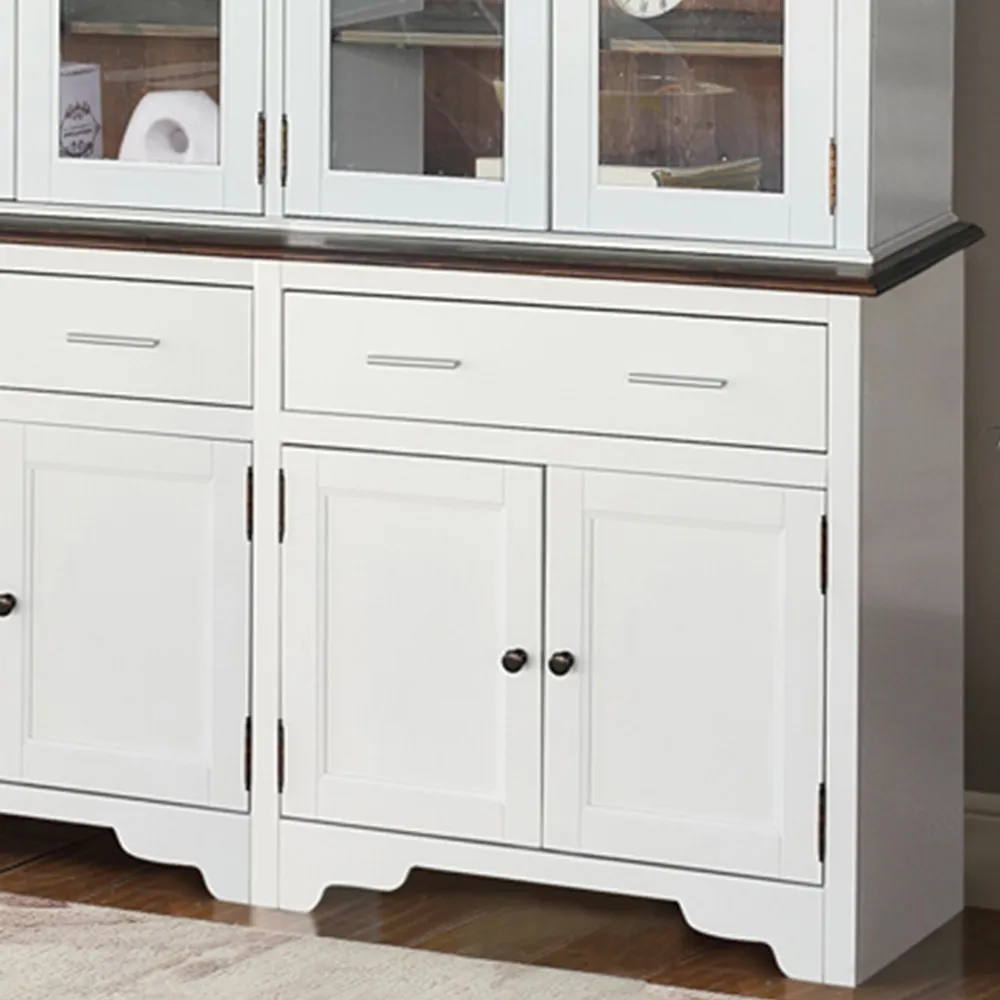 8 Door 2 Drawer Display Dresser with Glass Panels - White