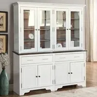 8 Door 2 Drawer Display Dresser with Glass Panels - White