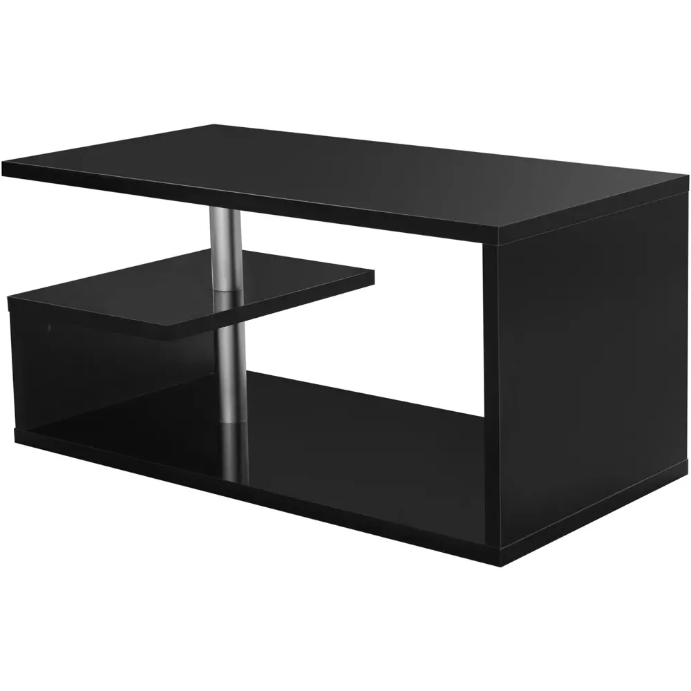 Abstract LED Coffee Table with Storage - Black