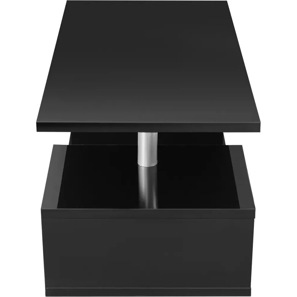Abstract LED Coffee Table with Storage - Black
