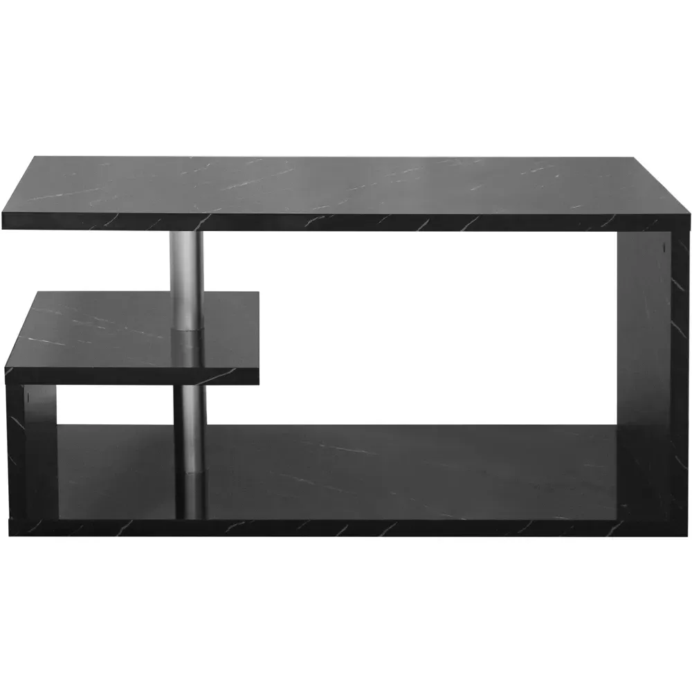 Abstract LED Coffee Table with Storage - Black Marble Effect