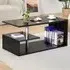 Abstract LED Coffee Table with Storage - Black Marble Effect