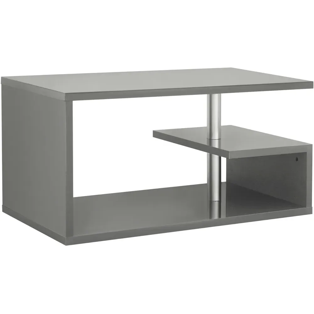 Abstract LED Coffee Table with Storage - Grey