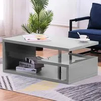 Abstract LED Coffee Table with Storage - Grey