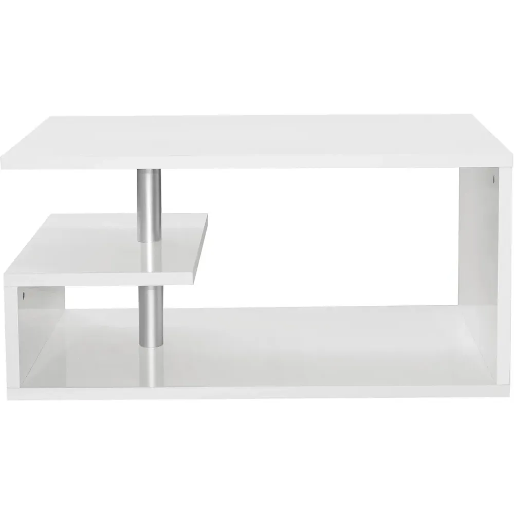 Abstract LED Coffee Table with Storage - White