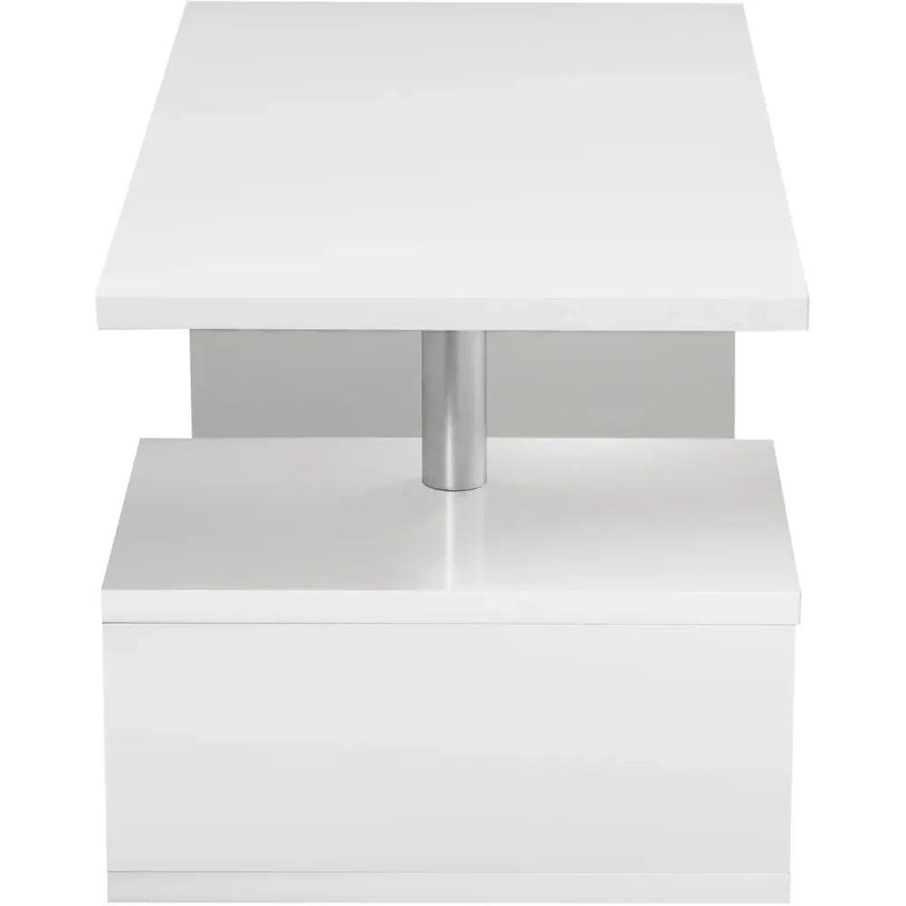 Abstract LED Coffee Table with Storage - White