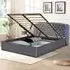 Double Bed Frame with LED Headboard and Storage - Grey, Fabric